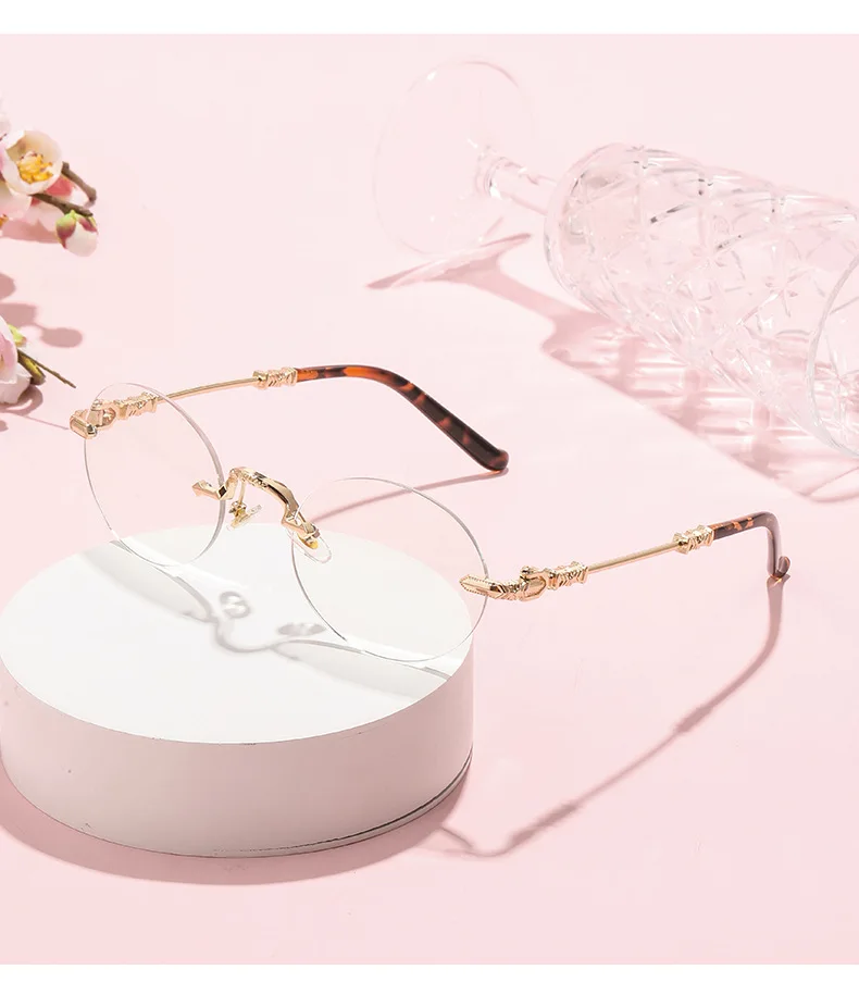 Lichtempfindliche, farbwechselnde, rahmenlose, randgeschnittene Brille, trendige Anti-Blaulicht-Myopie-Brille mit großem Rahmen 60032 – Detail 10
