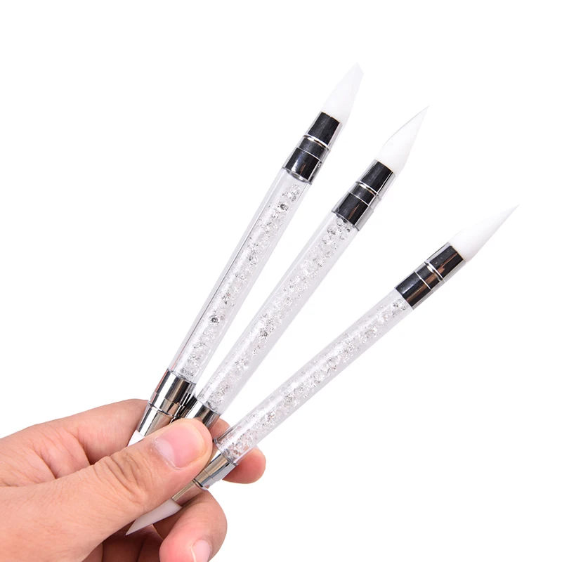 1pcs Dual-Ended Nail Art Silicone Sculpture Pen Nails Art Tools Carving DIY Painting Glitter Rhinestone Acrylic Manicure Dotting