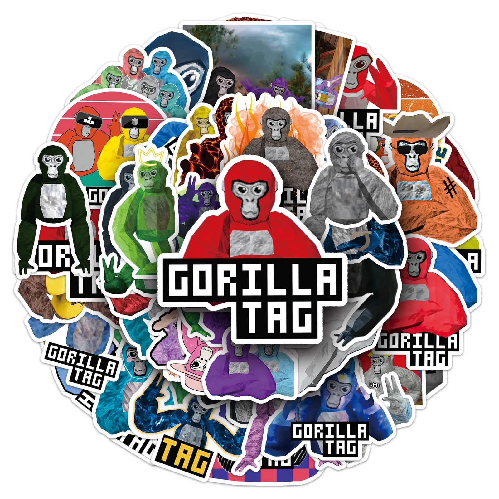 Gorilla Tag VR Game Decorative Waterproof Stickers - Set of 10/50, Perfect for Guitar, Refrigerator, Luggage, and Laptop