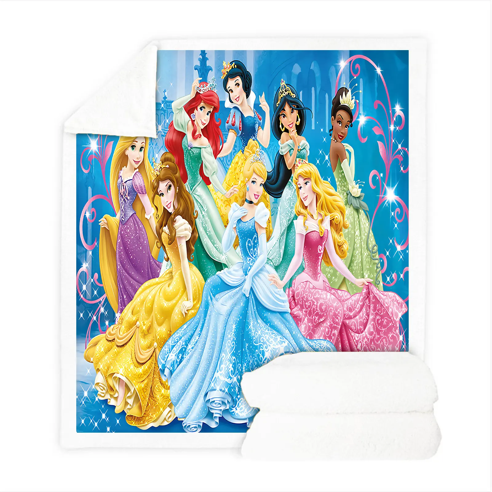 Princess Furry Custom Blanket Luxury Plush Blankets Throw Baby  Winter Fleece Microfiber Fabric Modern Printed 3