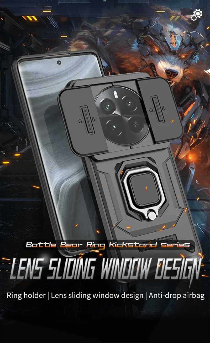 Coque de téléphone pour OPPO A79 K11 F25 Reno 11F Realme 12 Po + C67 4G Amo, avec anneau de protection d'objectif Camea coulissant_voghion.com