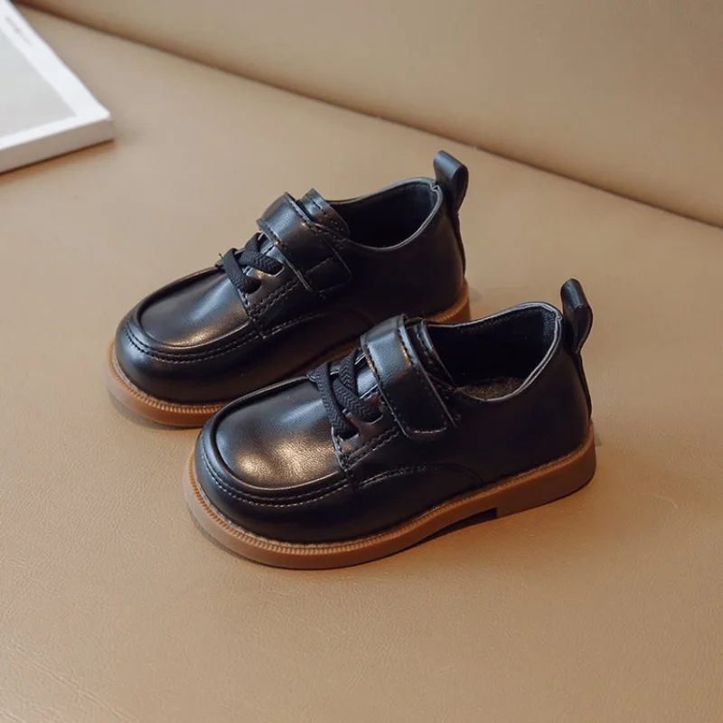 Girl Party PU Shoes For Kids Children Dress Black School Loafer Due To Princesses Dance Boys Flats Shoes