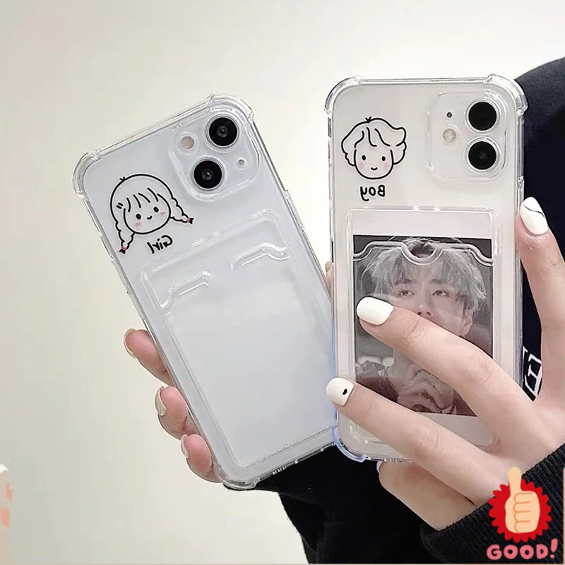 

Clear Couple Wallet Case For Vivo Y21 Y21S Y33S Y17 Y11 Y12 Y15 Y12A Y12S Y20 Cartoon Card Phone Shockproof Phone Back TPU Cover