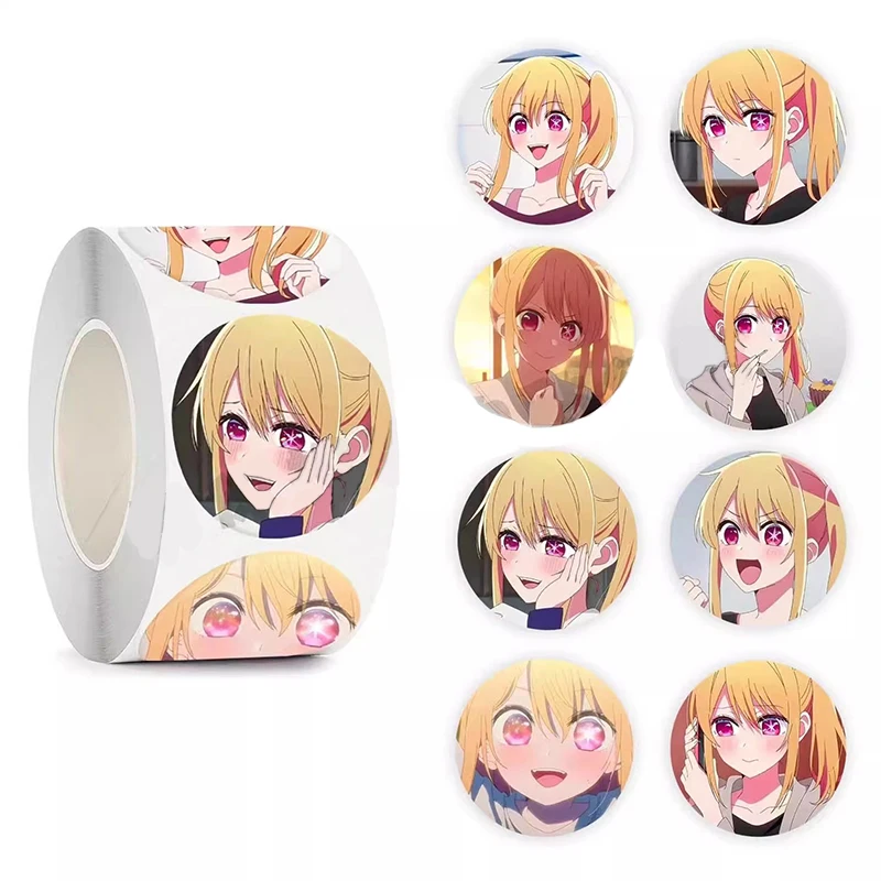 

500PCS/Roll Anime Character OSHI NO KO Hoshino Rubii 1inch Circle Stationery Stickers Sealing Decal for Envelope Students Toys