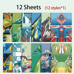 Vibrant Origami Paper Set with Instruction Book (12 sheets)
