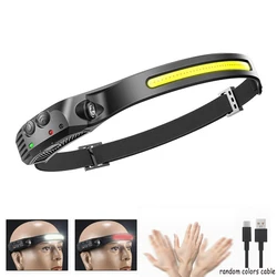 Ear - Hanging LED Headlamp - 1000 Lumens Motion Sensor with 3 Light Modes for Hands - Free Camping, Running, and Repair (Dual - color light)