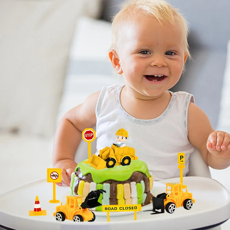 Bagger Auto Geburtstag Kuchen Topper Bau Kran Fahrzeug Cupcake Topper für Kinder 1. Geburtstag Party Kuchen Dekor Baby Dusche – Detail 3
