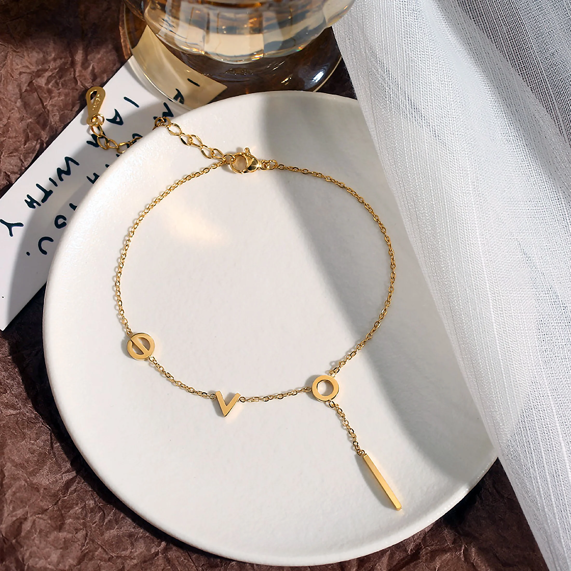 Fashion Accessories Love Letter Symbol Pendant for Women's Minimalist Fashion Style Stainless Steel Plated 18k Golden Sexy Jewelry Gift Ankle
