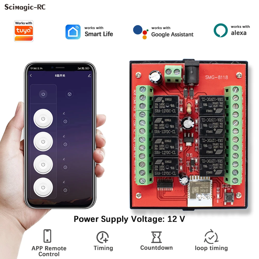 Smart WiFi Relay Module - 8-Channel IoT Controller with Timer