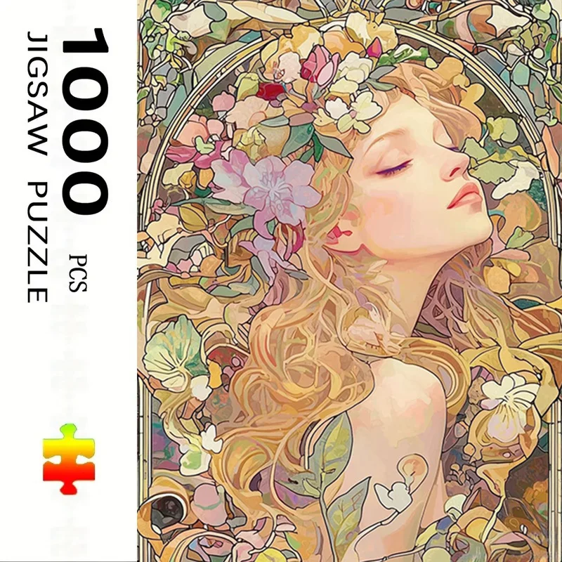1000pcs Adult Puzzle, 27.56x19.69 Inches Large Size, Beautiful Flower Girl Design – Perfect for DIY Creative Fun with Family &