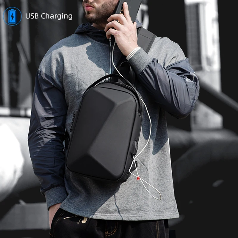 

Men Oxford Messenger Bag Multifunctional Anti Theft Waterproof Sports Shoulder Bag Short Distance Chest Bag USB Charging