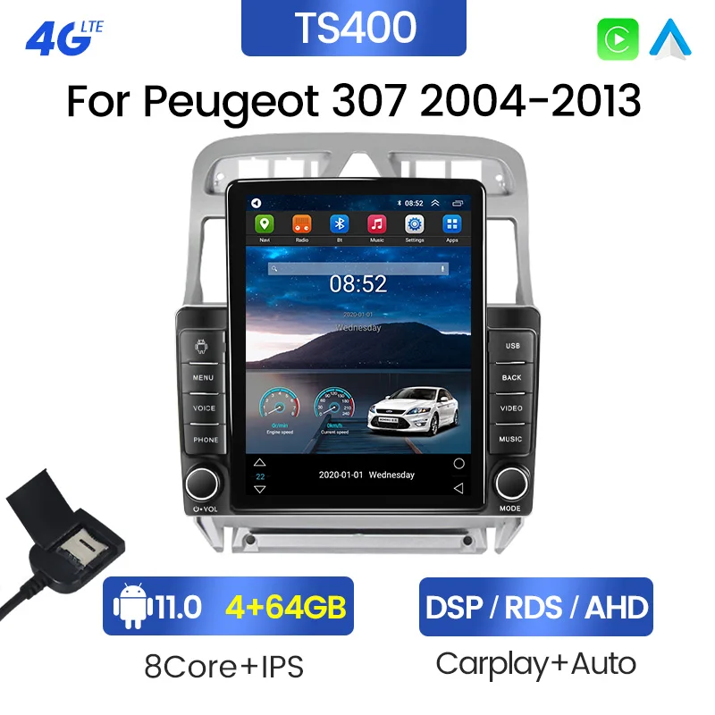 Comprar Radio de coche Android de 9,7 pulgadas Carplay para Peugeot 307  307CC 307SW 2002-2013 Tesla pantalla Vertical autorradio reproductor  Multimedia 2 + 32GB