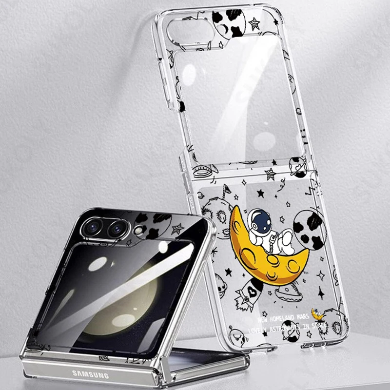 Per Samsung Galaxy Z Flip 5 Flip 4 Custodia Modello Astronauta Cover Pieghevole Trasparente Antiurto Per Samsung Galaxy Z Flip5 4 3