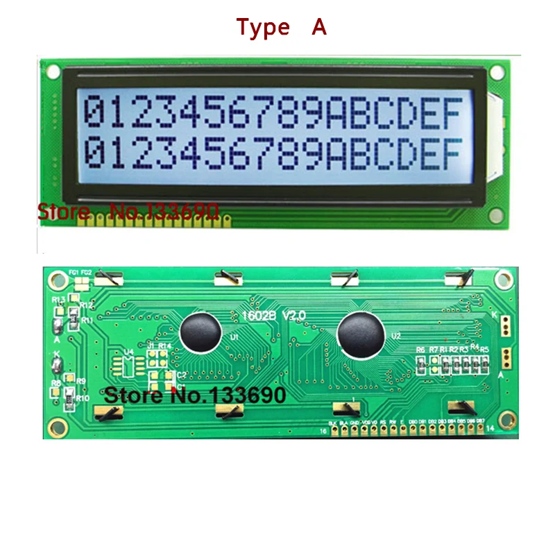 Enhanced 5V Large LCD Display with 1602 16x2 Big Character 122*44mm FSTN Gray/Blue/Yellow