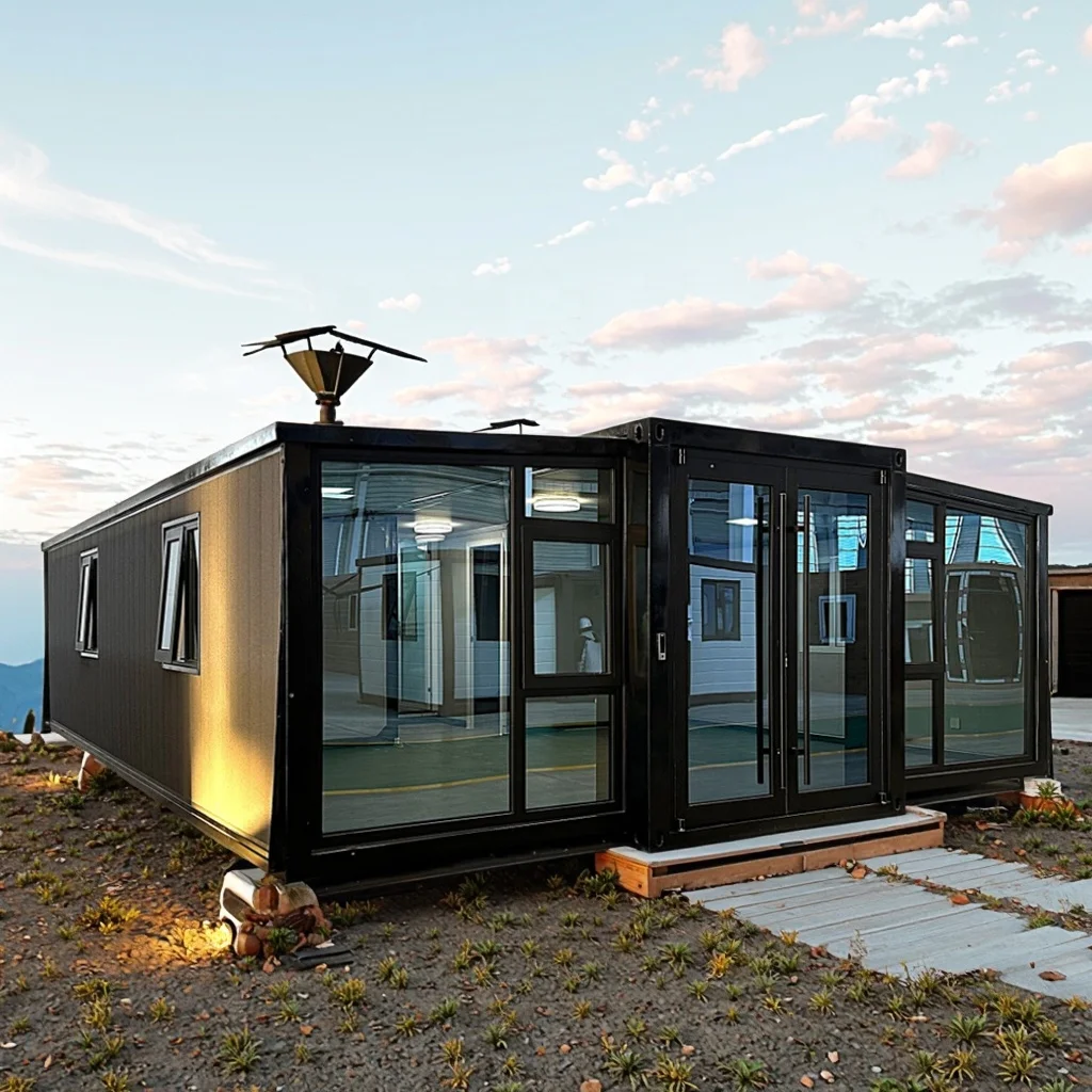 บ้านคอนเทนเนอร์พับได้แบบสองปีก 2 ห้องนอน ขยายได้ ผลิตตามสั่งจากโรงงาน พร้อมอุปกรณ์ครบครัน รวดเร็ว 1