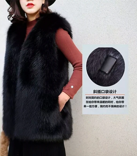 Autumn and Winter 2021 New Imitation Fox Fur Grass Vest Women's Middle Long Coat Imitation Fur Fur Vest Shoulder Gray ladies parka coats