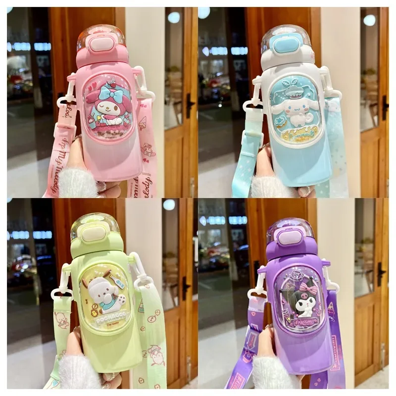 

Аниме Sanrios детская Изолированная чашка мультфильм My Melody Cinnamoroll Kuromi Милая портативная чашка для воды 460 мл соломенная чашка подарок для детей