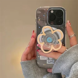 Yellow Line Flower Magsafe Magnetic Phone Grip and Stand, Wireless Charging Case Finger Holder (YELLOW)