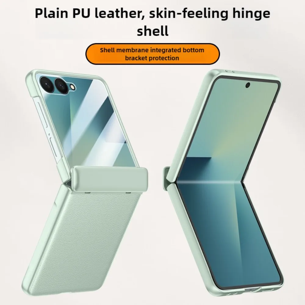 Premium PU Leather Hinge Phone Case with Built-in Screen Protector - Shockproof Protective Cover