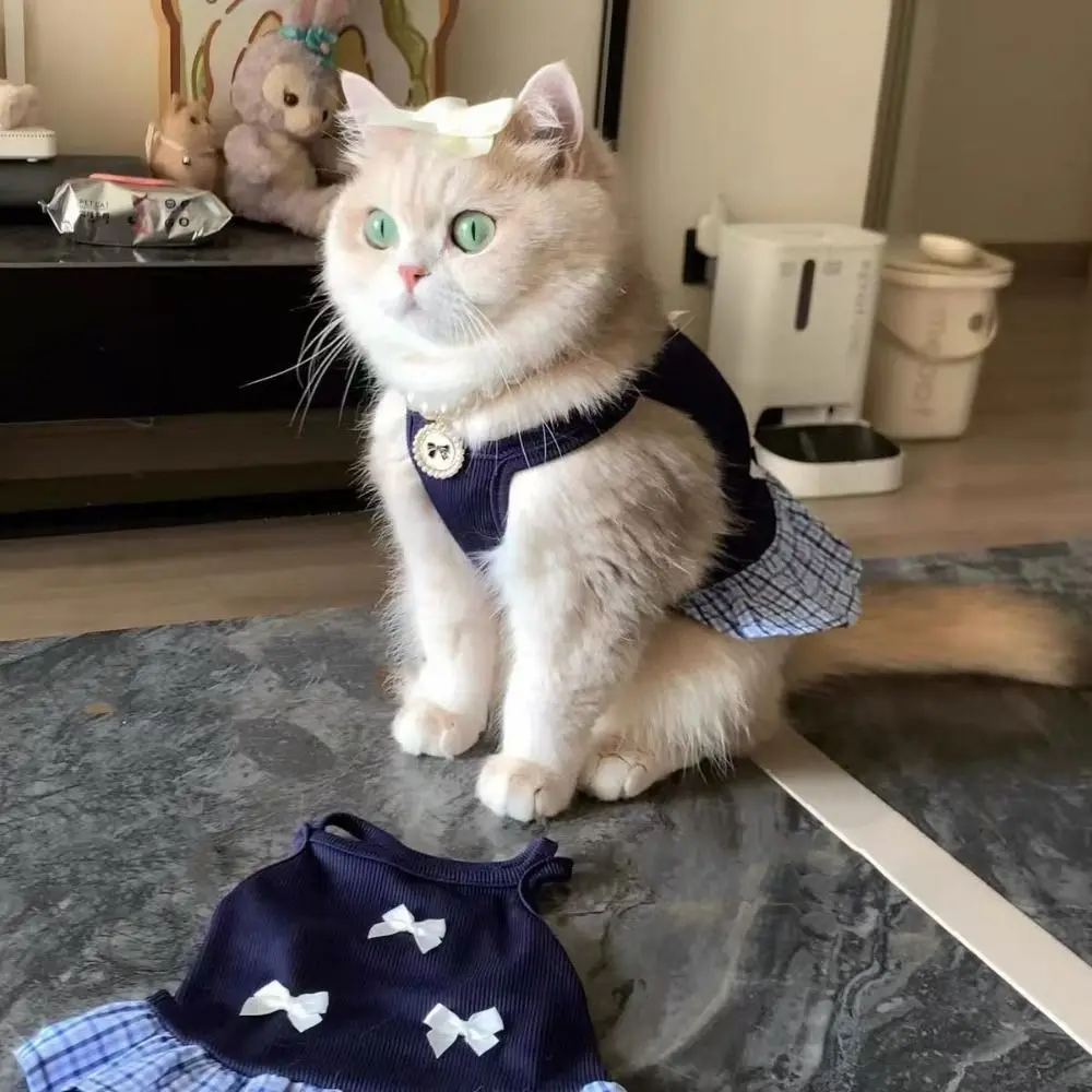 Description Picture 5 of itemComfort Korean Style Dog Princess Skirt Breathable Soft Pet Strap Dress Bowknot Plaid Thin Pet Summer Clothes Pet Party