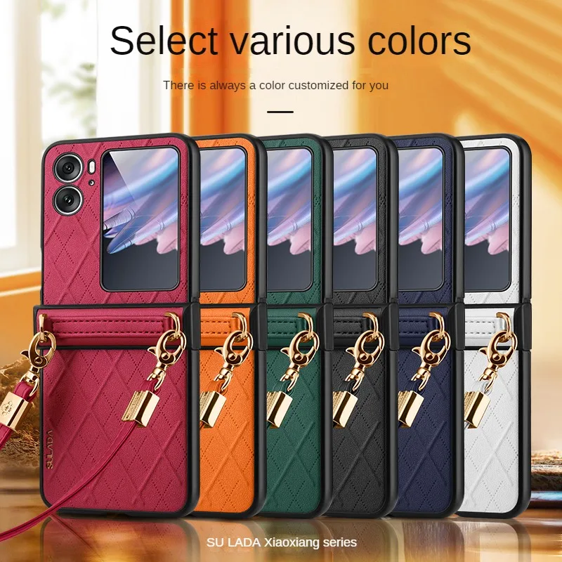 Фото Алмазный контроллер для OPPO Find N2, флип-телефон, маленький ароматный ветер, трехсекционный ремень с петлями, диагональная задняя часть для найти 2 флип №5