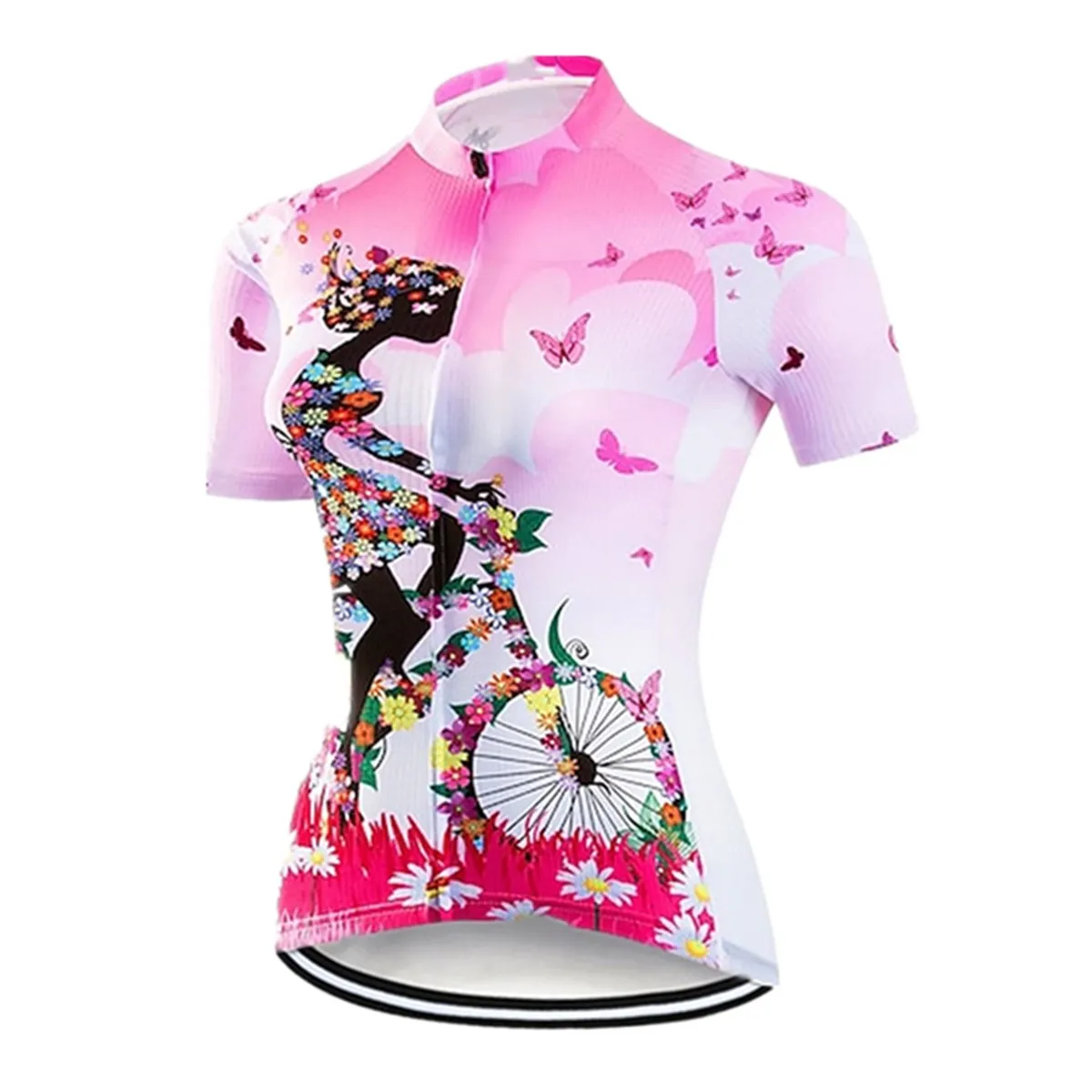 Women's Cycling Jersey Short Sleeve Bike Shirt Full Zipper Road Bicycle Biking Tops with Rear Pockets 3