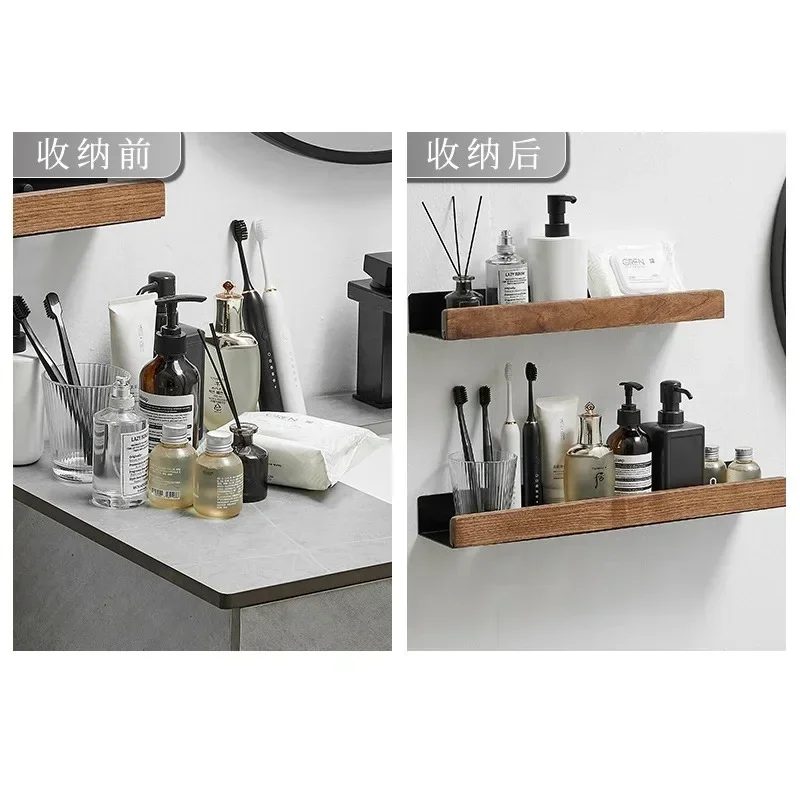 Bathroom Shelf Storage Rack non Perforated Vanity Shelf Wall-Mounted Organizer Toilet Shelves
