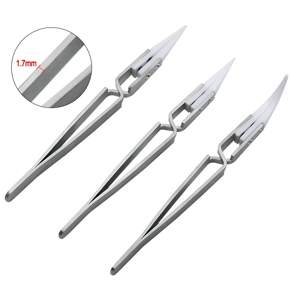 Ceramic Tipped Heat-Resistant Stainless Steel Precision Tweezers