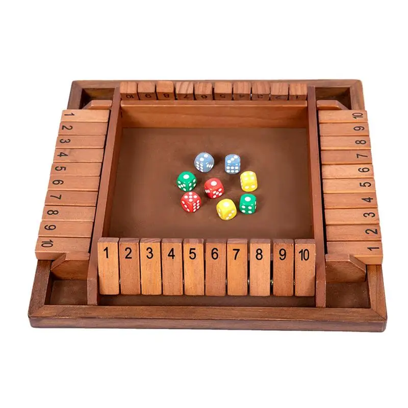 

Shut The Box Dice Tabletop Game Wooden Flaps And Dices Game 4 Players Classics Board Dice Party Games For Adults And Kids