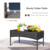 4 Pieces Patio Furniture Set Rattan Outside Furniture Wicker Sofa Garden Conversation Sets with Soft Cushion and Glass Table for 5