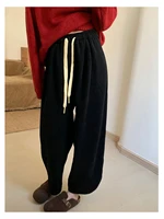 plus Size Women's Comfortable Wide Leg Corduroy Pants Dstring High Waist Loose Fit Autumn Winter Casual Long Trousers - Image 4