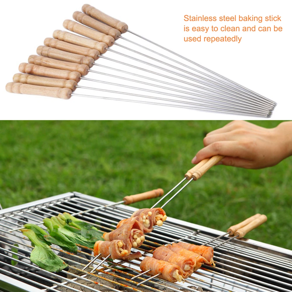 Fondue Skewers Buy 6pcs U Shaped Stainless Steel Wooden Handle BBQ