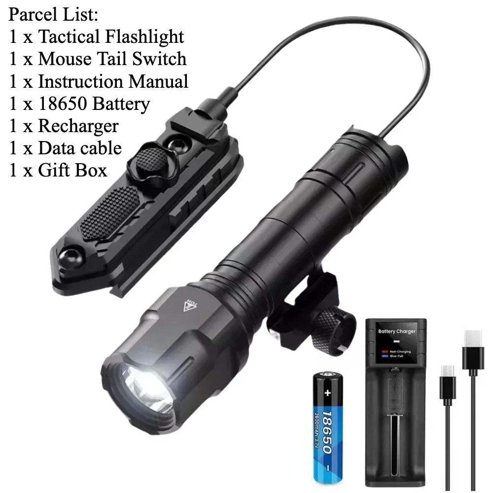 Aluminum Tactical Flashlight with Pressure Switch for Hunting