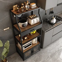 Modern Metal Kitchen Cabinets Kitchen Furniture Floor Multi-layer Living Room Storage Cabinets Microwave Shelf Storage Sideboard 1