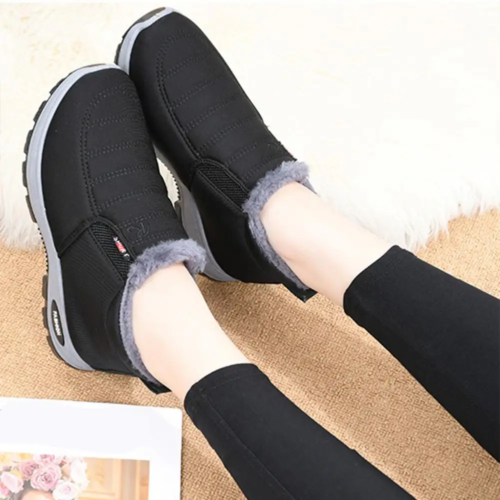 Non-slip Winter Boots Women Plush Lined Ankle Boots Winter Plush-lined Unisex Sneakers with Non-skid Sole for Hiking Running
