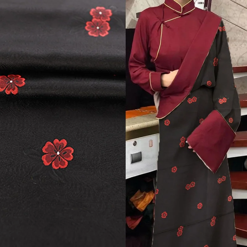 

Chinese Cheongsam Cotton-Padded Jacket Children's Brocade Mongolian Tibetan Robe Hanfu Silk Fabric Flower Jacquard Clothing