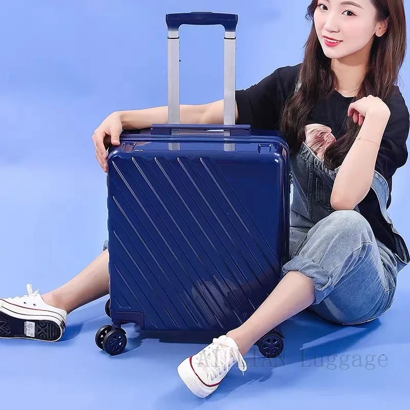 Carry ons suitcase on wheels ABS+PC travel luggage set cabin rolling luggage fashion trolley case bag rose gold for Women 18''20