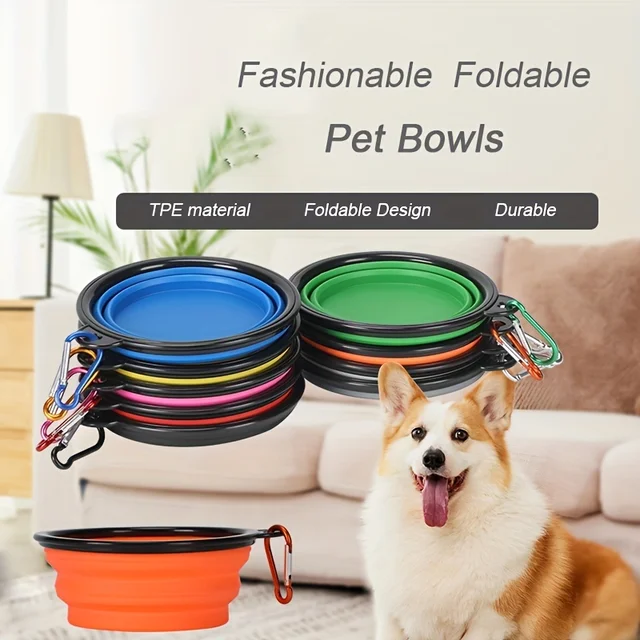 Portable Folding Water Bowl, Portable Pet Food Bowl, Collapsible And Durable TPR Cat And Dog Food Bowl, Travel Bowl