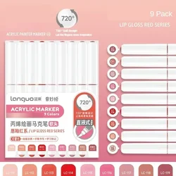 Vibrant Liquid Acrylic Brush Paint Pens for Creative Art & Crafting (Lip Gloss Red Series)