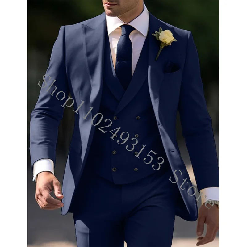 Tailor-Made Men Groom Wedding Party Tuxedos Blazer 3 Pieces Male Suits Slim Fit Formal Jacket+Vest+Pants Trajes De Hombre