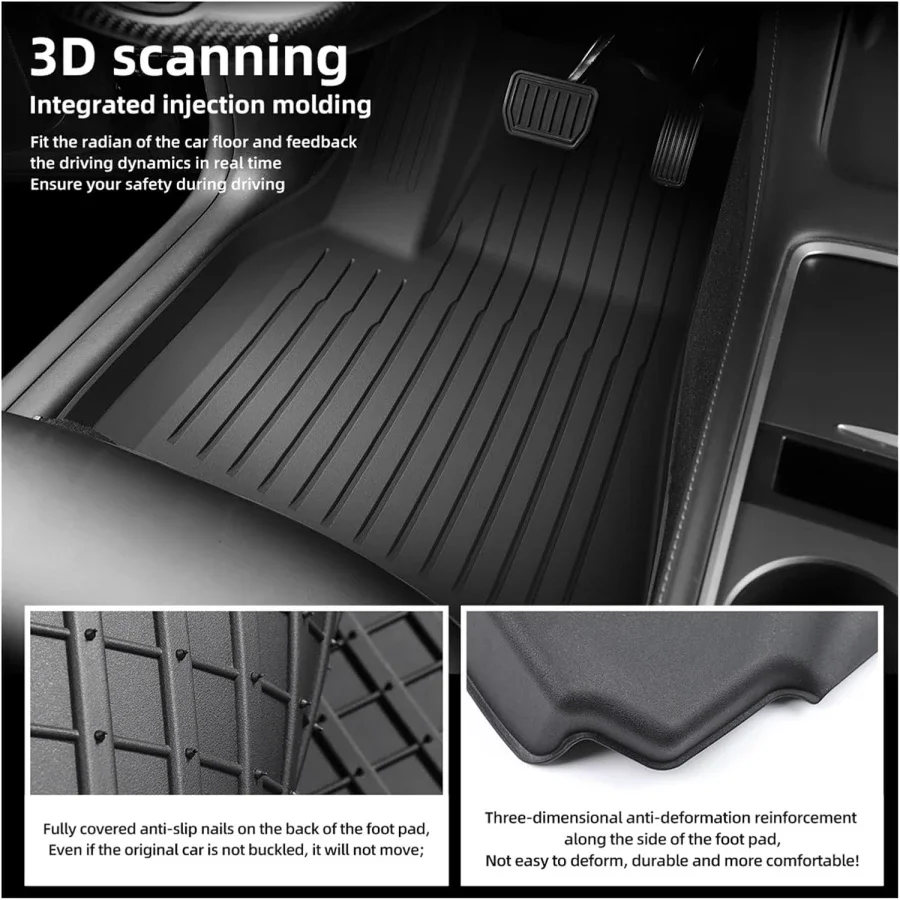 TPE 2024 New For Tesla Model 3 Highland Floor Mats All Weather Front Rear Cargo Liner Mat, Waterproof Anti-Slip Mats Accessories