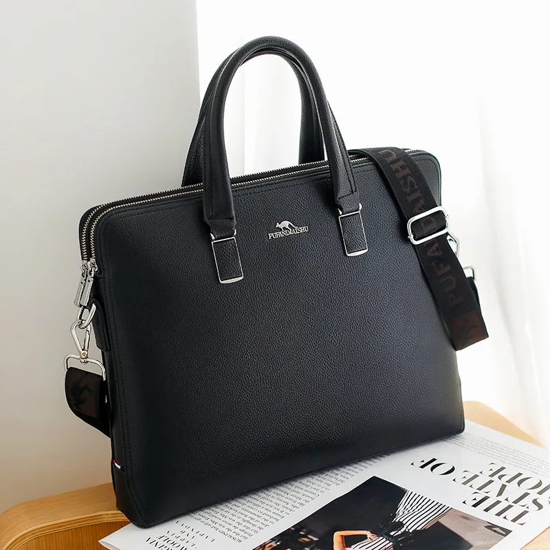 

2023 New Luxury Cow Genuine Leather Business Men's Briefcase Male Briefcase Shoulder Bag Men Messenger Bag Tote Computer Bags