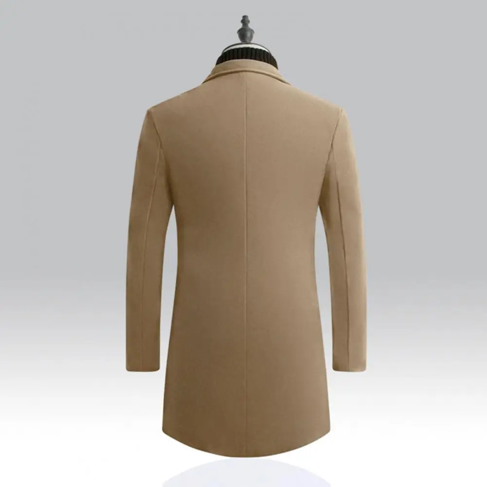 

Lapel Men Jacket Windproof Men Coat Stylish Men's Winter Trench Coat Slim Fit Windproof Mid Length for Formal Occasions