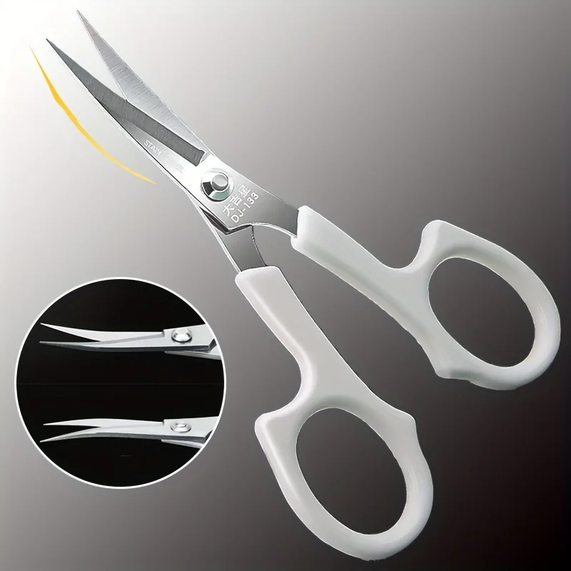흰색 손잡이 자수 가위, 스테인리스 스틸 날카로운 끝 재봉 가위, 십자수, 바느질, DIY 공예, 실 자르기용