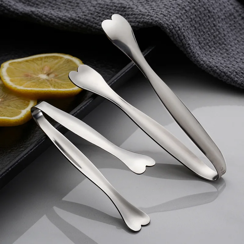 Stainless Steel Heart-Shaped Food Tongs Small Sugar Ice Cube Clip Steak Grill Clamps Kitchen Tweezer Cooking Accessories food tongs