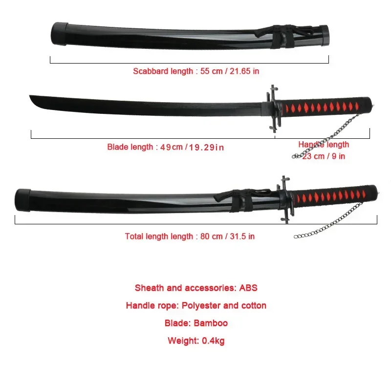 80cm/31.5 inch BLEACH Katana Anime Character Weapons  Swords Cosplay Props  Kurosaki Ichigo Neliel Tu Oderschvank 6