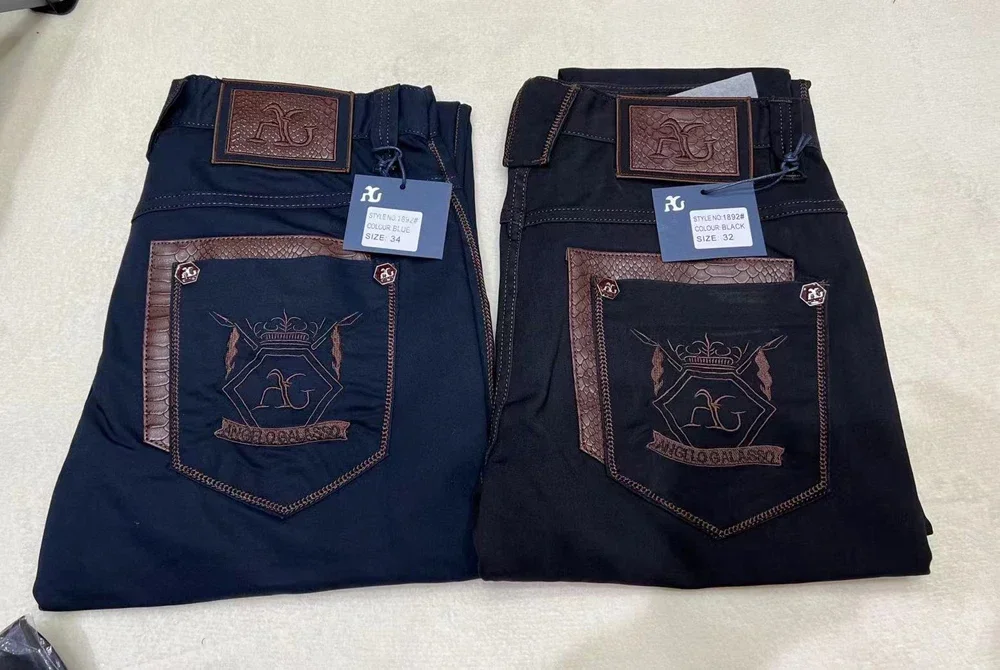 

BILLIONAIRE BLSK CPRT Jeans men 2024 New Casual comfort bit elasticity patchwork geometric gentleman Embroidery big size 32-42