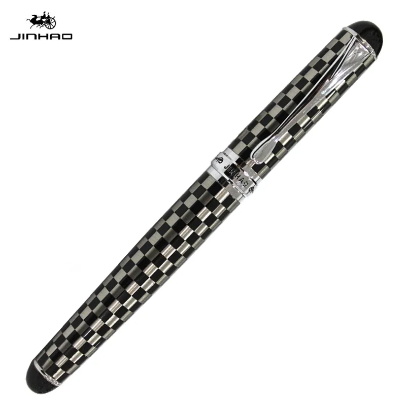 Luxury Brand Jinhao X750 Silver Stainless Steel Fountain Pen Medium 18KGP Nib School Office Name Ink Pens Gift Stationery fountain pen