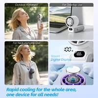Ventilateur portable haute vitesse à refroidissement rapide, rechargeable 3600 mAh, 100 vitesses réglables, mini ventilateur turbo pliable avec cordon 2