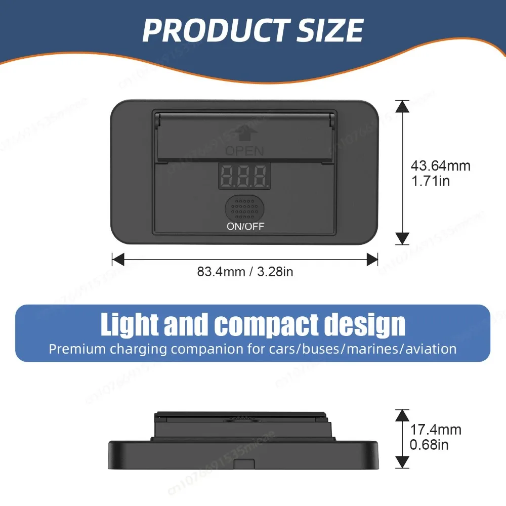 102W 업그레이드 4포트 12V USB 아울렛 듀얼 QC3.0 듀얼 PD3.0 타입-C 벽걸이형 방수 충전 패널 LED 볼트미터 및 스위치 포함